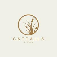 kreken en cattails rivier- logo, gras ontwerp gemakkelijk minimalistische illustratie vector sjabloon