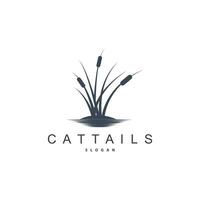 kreken en cattails rivier- logo, gras ontwerp gemakkelijk minimalistische illustratie vector sjabloon