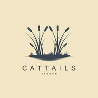 kreken en cattails rivier- logo, gras ontwerp gemakkelijk minimalistische illustratie vector sjabloon