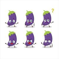 tekenfilm karakter van aubergine met wat uitdrukking vector
