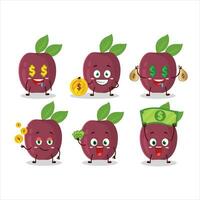 passie fruit tekenfilm karakter met schattig emoticon brengen geld vector