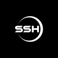 ssh brief logo ontwerp met wit achtergrond in illustrator. vector logo, schoonschrift ontwerpen voor logo, poster, uitnodiging, enz.