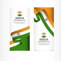 de viering van de onafhankelijkheidsdag van india, banner decorontwerp vector sjabloon illustratie