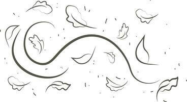 schets tekening van een adem van wind.wind blazen reeks in lijn stijl.golf vloeiende illustratie met hand- getrokken tekening tekenfilm stijl. vector