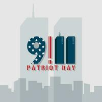 patriot dag poster met stad silhouet vector