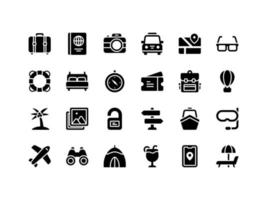 vakantie en reizen glyph icon set vector