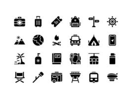 vakantie en reizen glyph icon set vector