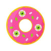 donut oog halloween zoet ronde element icoon vector