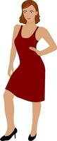 meisje in een rood jurk. vector illustratie.
