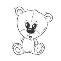 schattig teddy beer zittend tekenfilm stijl vector voor kleur