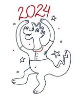 Chinese nieuw jaar 2024. jaar van draak. vector tekening illustratie.