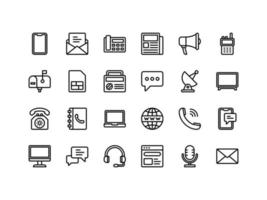 communicatie apparaten overzicht icon set vector