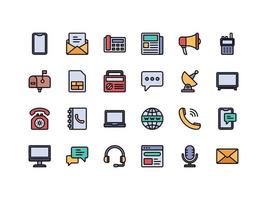 communicatie apparaten lineaire kleur icon set vector