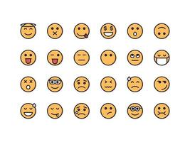 emoticon en emoji lineaire kleur icon set vector