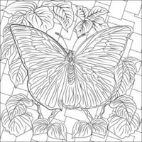 kleur bladzijde met vlinder meetkundig patroon achtergrond vector