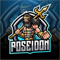 Poseidon esport mascotte logo ontwerp vector