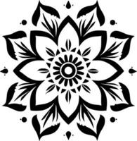 mandala - zwart en wit geïsoleerd icoon - vector illustratie