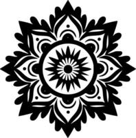 mandala - zwart en wit geïsoleerd icoon - vector illustratie