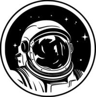 astronaut - zwart en wit geïsoleerd icoon - vector illustratie