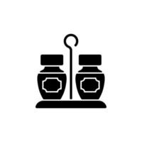 specerijen ingesteld zwart glyph-pictogram. gematchte groep containers. keukenplaats voor het bewaren van zout en peper. servies voor thuisgebruik. silhouet symbool op witte ruimte. vector geïsoleerde illustratie