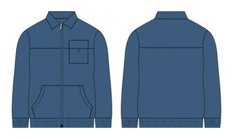 lang mouw jasje sweater vector illustratie sjabloon voorkant en terug keer bekeken