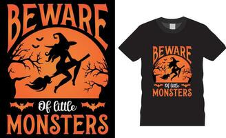 halloween grappig pas op van weinig monsters vector grafisch t-shirt ontwerp