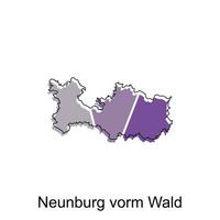 kaart van Neuburg vorm wacht meetkundig kleurrijk illustratie ontwerp sjabloon, Duitsland land kaart Aan wit achtergrond vector