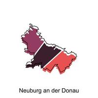 kaart van Neuburg een der donau vector ontwerp sjabloon, nationaal borders en belangrijk steden illustratie