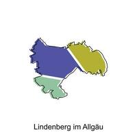 kaart van lindenberg im allgau kleurrijk met schets ontwerp, wereld kaart land vector illustratie sjabloon
