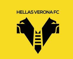 Hellas verona fc club logo symbool zwart serie een Amerikaans voetbal calcio Italië abstract ontwerp vector illustratie met geel achtergrond