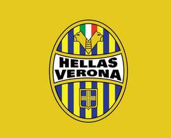 Hellas verona club symbool logo serie een Amerikaans voetbal calcio Italië abstract ontwerp vector illustratie met geel achtergrond
