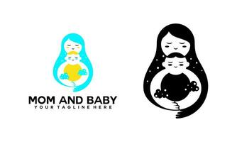 mam en baby logo ontwerpmoeder en baby logo ontwerp. moeder en baby in gemakkelijk stijl illustratie. vector