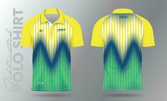 sublimatie blauw groen en geel polo overhemd mockup sjabloon ontwerp vector