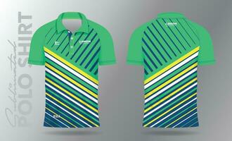 sublimatie blauw groen en geel polo overhemd mockup sjabloon ontwerp vector