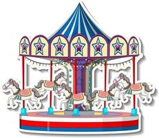 stickersjabloon met carrousel in cartoonstijl vector