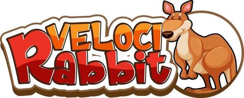 velocirabbit lettertype banner met een kangoeroe stripfiguur geïsoleerd vector