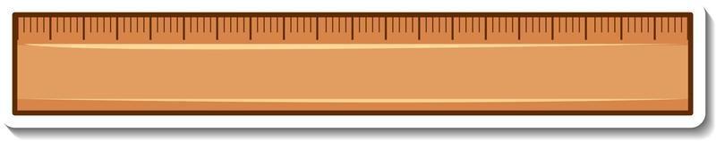 houten liniaal sticker op witte achtergrond vector
