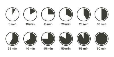 tijd pictogrammen set. maaltijd voorbereiding tijd pictogrammen. koken tijd pictogrammen. koken tijd. frituren tijd pictogrammen. vector illustratie