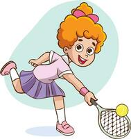 vector illustratie van meisje spelen tennis