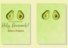 heilig guacamole Mexicaans themed avocado baby douche uitnodiging sjabloon met achtergrond u kan ook gebruik net zo bruids douche, verjaardag partij, groet kaarten, affiches, Welkom tekens, andere gelegenheden decor vector