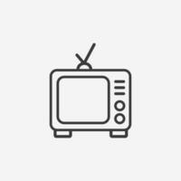 oud klassiek televisie, TV, antenne icoon vector symbool teken