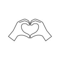 handen maken een hart gebaar icoon vector. lineair stijl teken voor mobiel concept en web ontwerp. vector