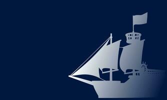 Columbus dag blauw achtergrond met kopiëren ruimte en wit schip. Verenigde Staten van Amerika vakantie vector illustratie