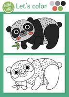 ecologisch kleur bladzijde voor kinderen met panda beer. vector eco bewustzijn schets illustratie met schattig dier. kleur boek voor kinderen met gekleurde voorbeeld. tekening vaardigheden afdrukbare werkblad