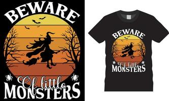 halloween grappig pas op van weinig monsters vector grafisch t-shirt ontwerp