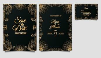 luxe elegant bruiloft uitnodiging kaart reeks vector