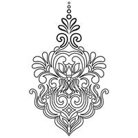 tapijt componenten. zwart strepen. tapijt oosters ornament met bloemen motieven. Indisch ontwerp element voor henna- tatoeëren, volwassen kleur boek, groet kaart, bruiloft uitnodiging of spa schoonheid folder. vector