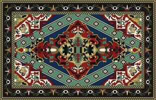 kleurrijk sier- vector ontwerp voor tapijt, tapis, yoga mat. meetkundig etnisch clip art. Arabisch sier- tapijt met decoratief elementen.perzisch tapijt