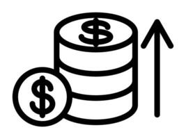 vector valuta toenemen icoon. geld tarief groei teken. bewerkbare hartinfarct. lijn bedrijf icoon van groeit geld. uitverkoop prijs en belasting stijgen concept.