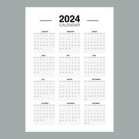 kalender 2024 ontwerp sjabloon. 2024 papier kalender lay-out in afdrukbare stijl. vector illustratie